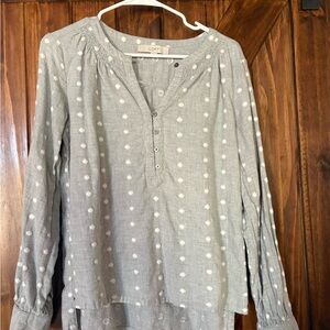 LOFT Light Gray Polka Dot Blouse